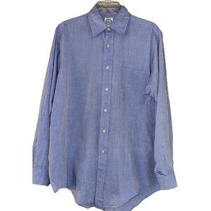 The Andover Shop USA Men's 16 - 33 Large Blue Button Long Sleeve Pinpoint Shirt